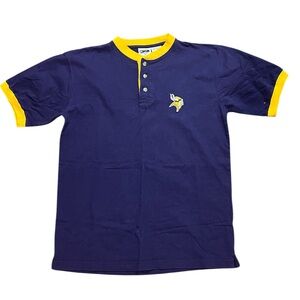 MINNESOTA VIKINGS NFL Button Front The Edge Purple Henley Shirt Men's Size Med.